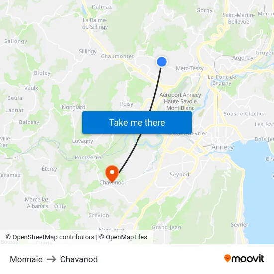 Monnaie to Chavanod map