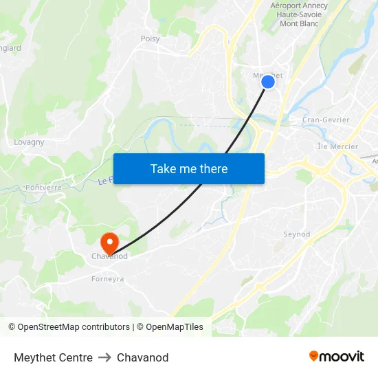 Meythet Centre to Chavanod map