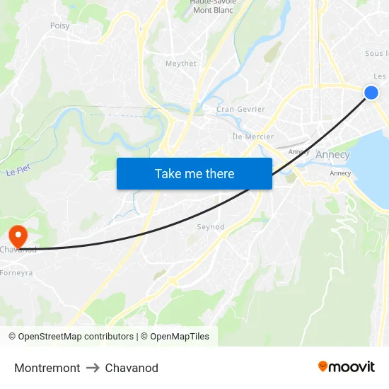Montremont to Chavanod map