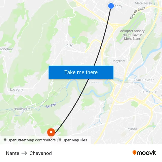 Nante to Chavanod map