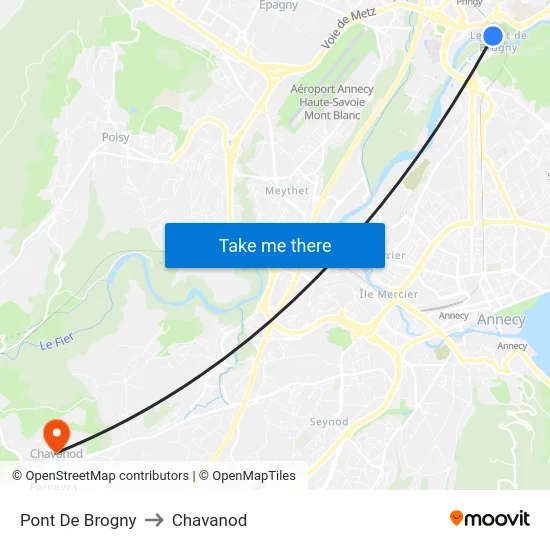 Pont De Brogny to Chavanod map
