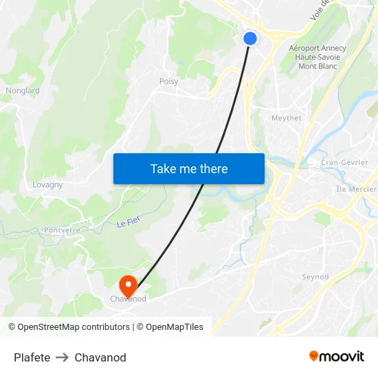 Plafete to Chavanod map