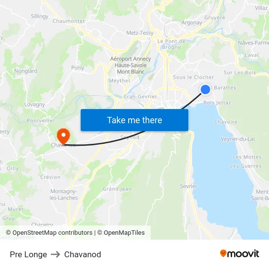 Pre Longe to Chavanod map