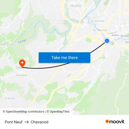Pont Neuf to Chavanod map