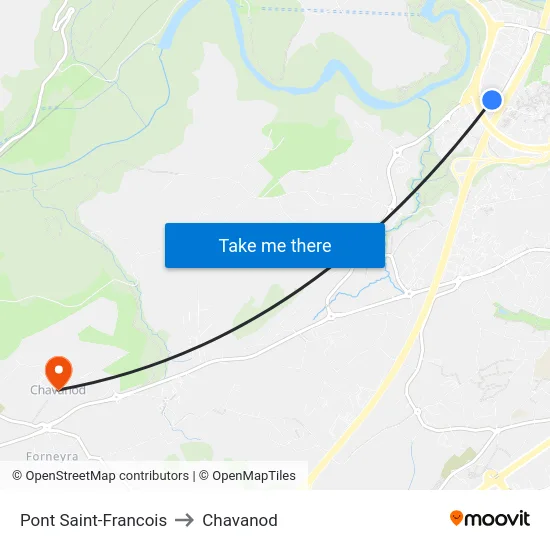 Pont Saint-Francois to Chavanod map