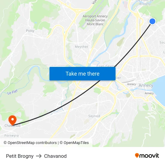 Petit Brogny to Chavanod map