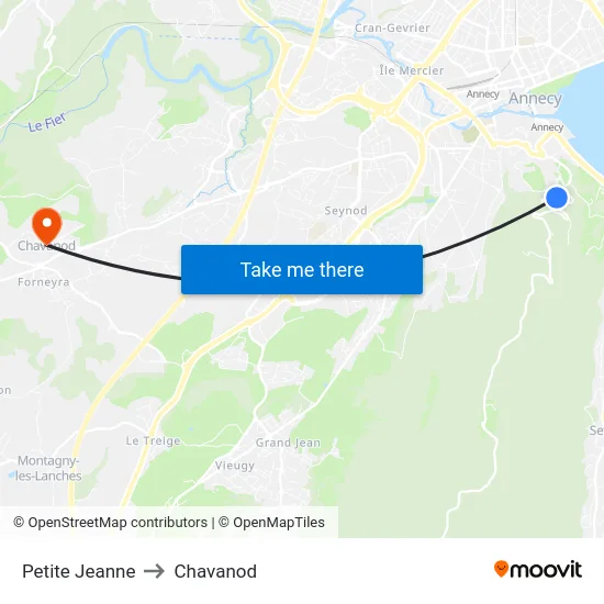 Petite Jeanne to Chavanod map