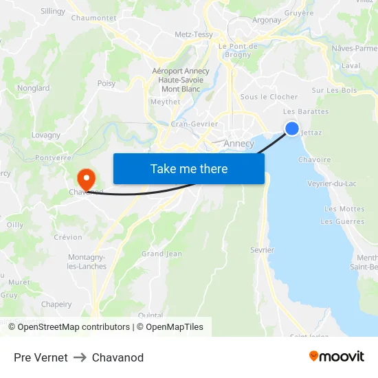 Pre Vernet to Chavanod map