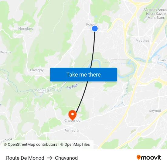 Route De Monod to Chavanod map