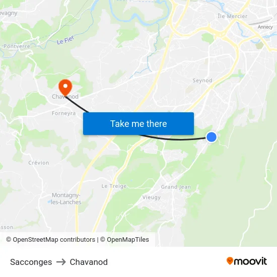 Sacconges to Chavanod map