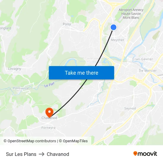 Sur Les Plans to Chavanod map