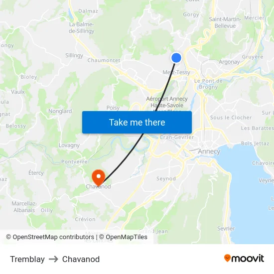 Tremblay to Chavanod map