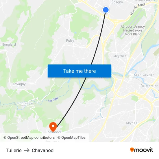 Tuilerie to Chavanod map