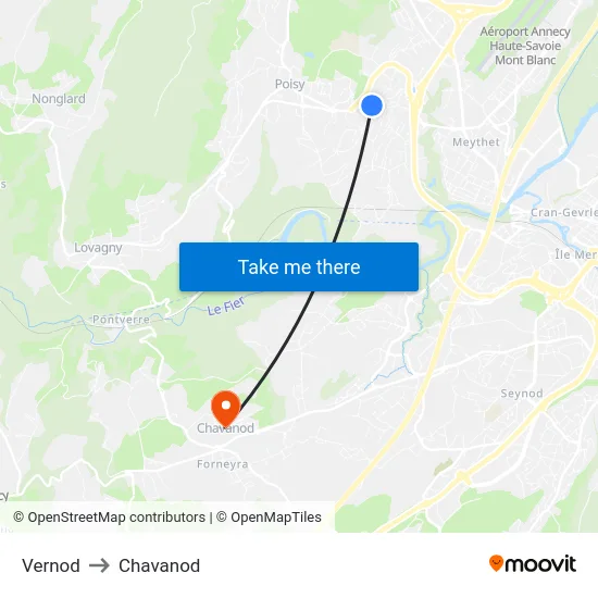 Vernod to Chavanod map