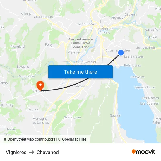 Vignieres to Chavanod map