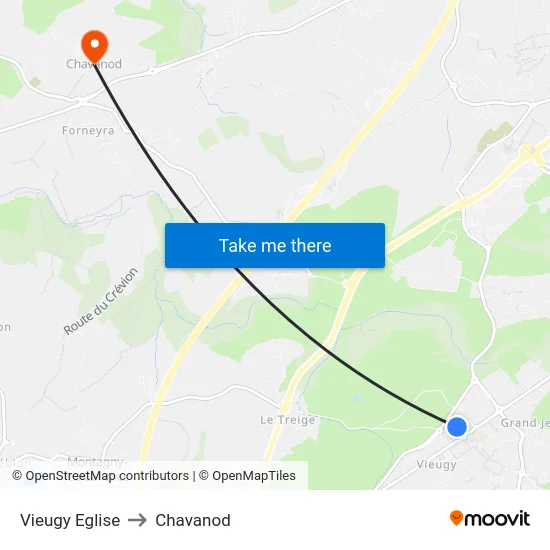 Vieugy Eglise to Chavanod map