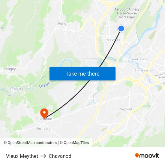 Vieux Meythet to Chavanod map