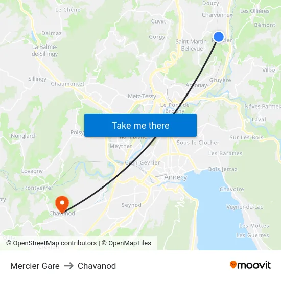 Mercier Gare to Chavanod map