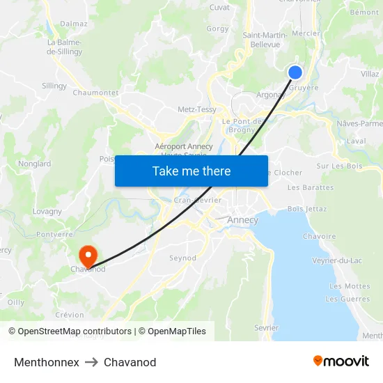 Menthonnex to Chavanod map
