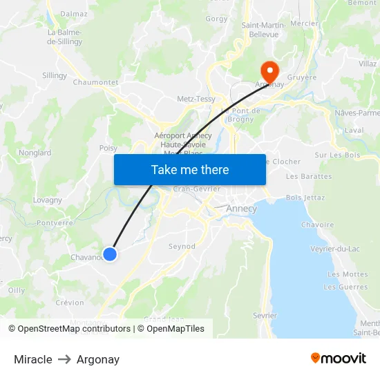 Miracle to Argonay map