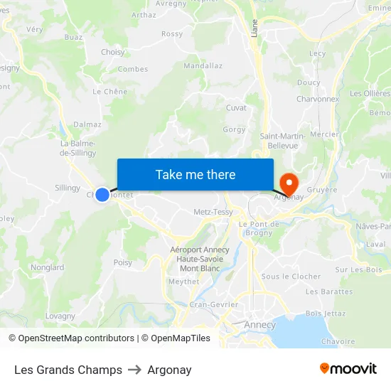 Les Grands Champs to Argonay map