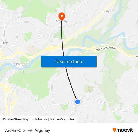 Arc-En-Ciel to Argonay map