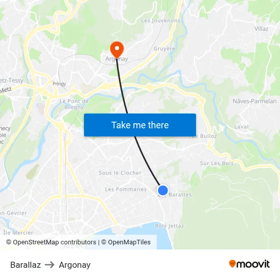 Barallaz to Argonay map