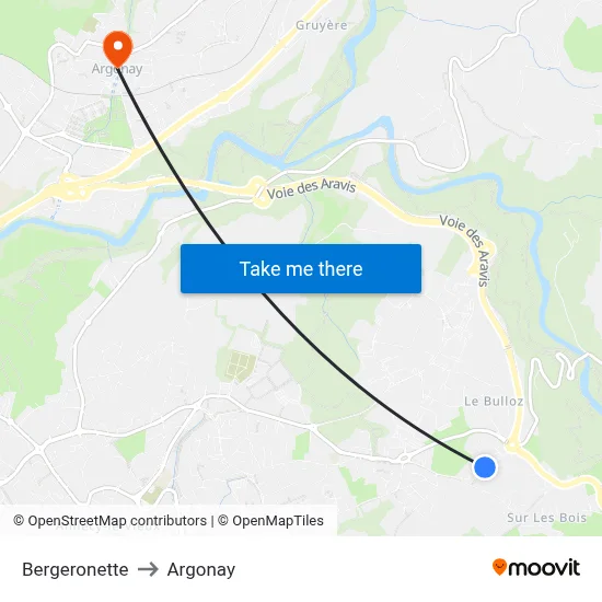 Bergeronette to Argonay map