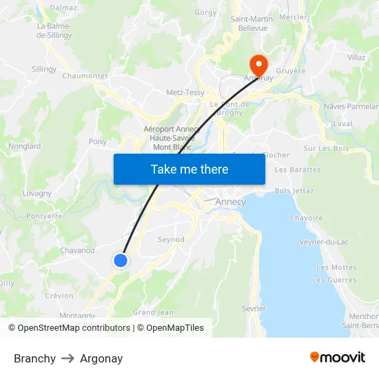 Branchy to Argonay map