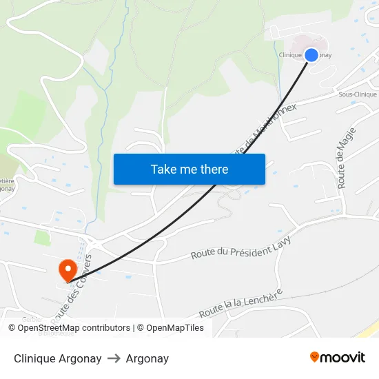 Clinique Argonay to Argonay map