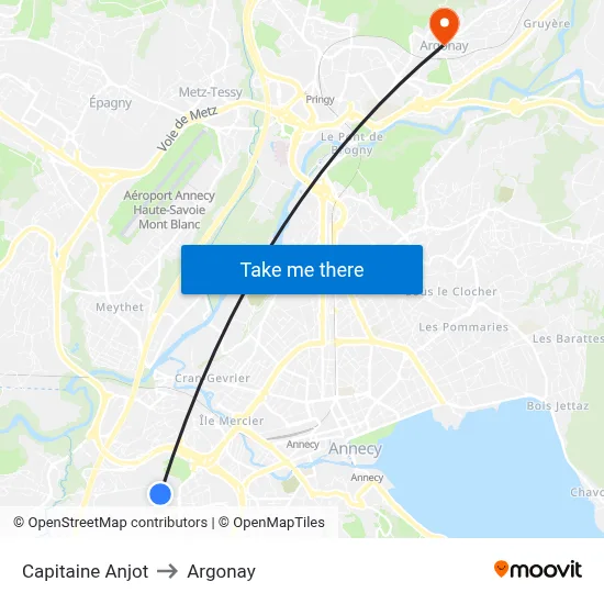 Capitaine Anjot to Argonay map