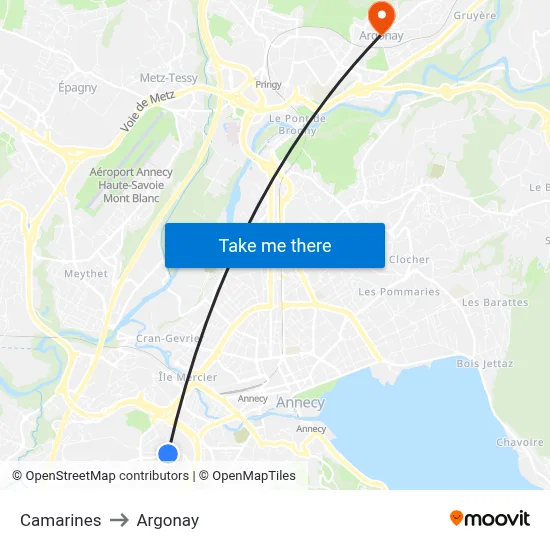 Camarines to Argonay map