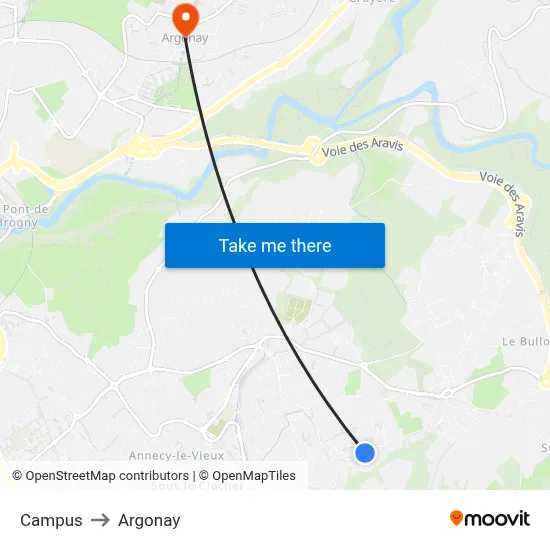 Campus to Argonay map