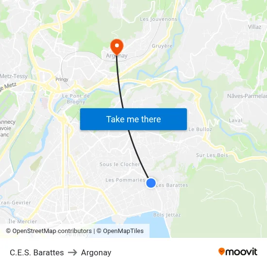 C.E.S. Barattes to Argonay map