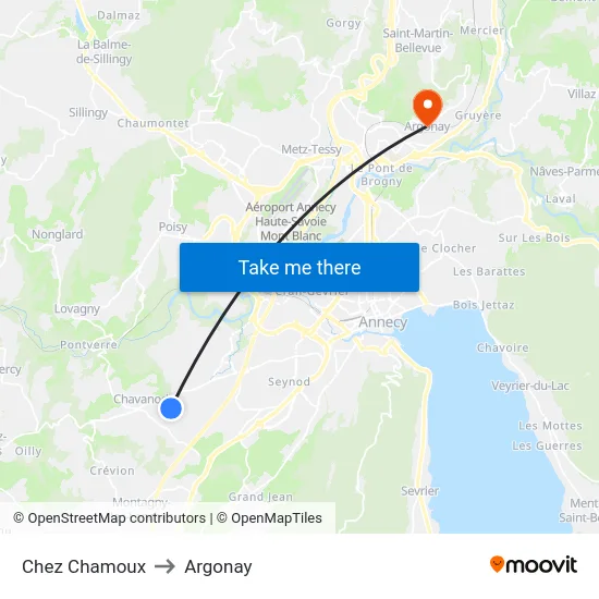 Chez Chamoux to Argonay map