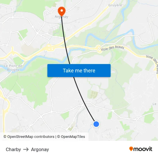 Charby to Argonay map