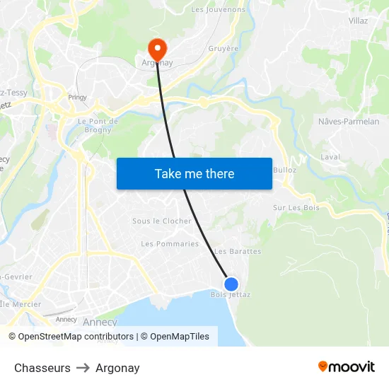 Chasseurs to Argonay map