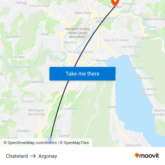 Chatelard to Argonay map