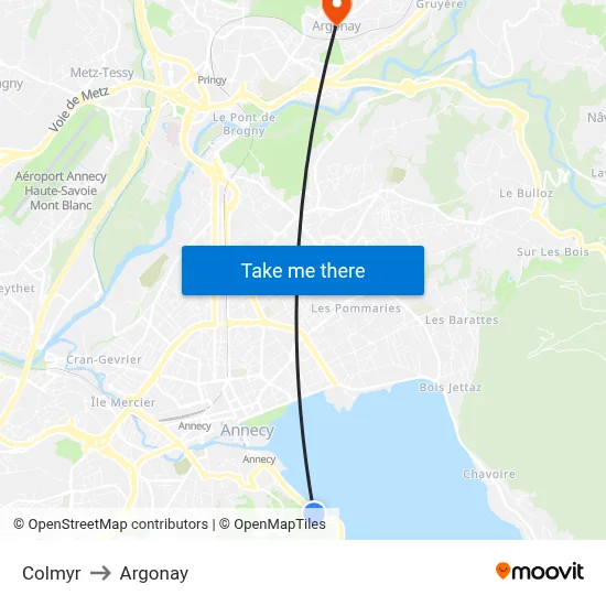 Colmyr to Argonay map