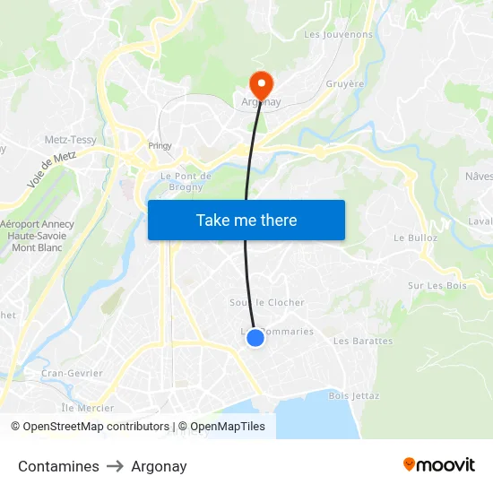Contamines to Argonay map