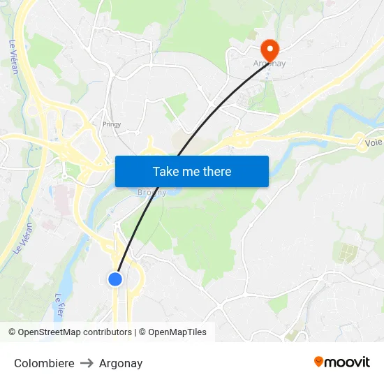 Colombiere to Argonay map