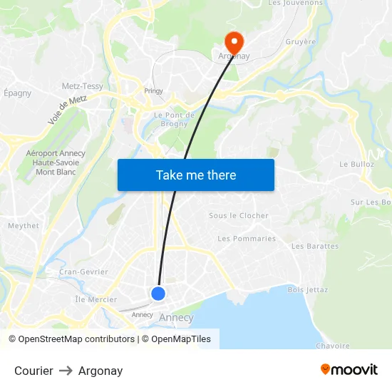 Courier to Argonay map