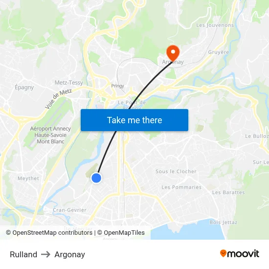 Rulland to Argonay map