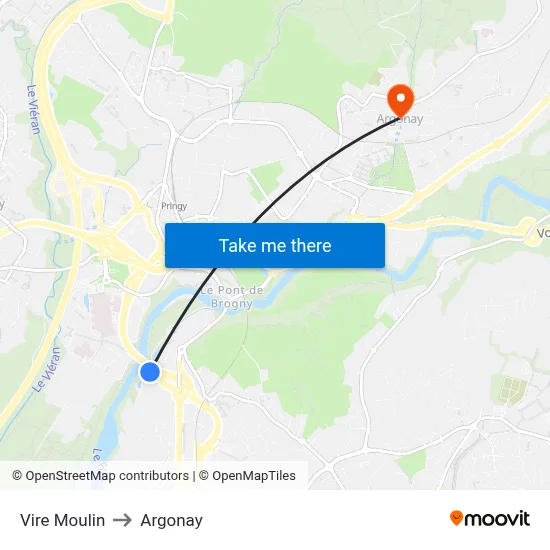Vire Moulin to Argonay map