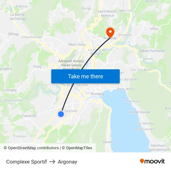 Complexe Sportif to Argonay map