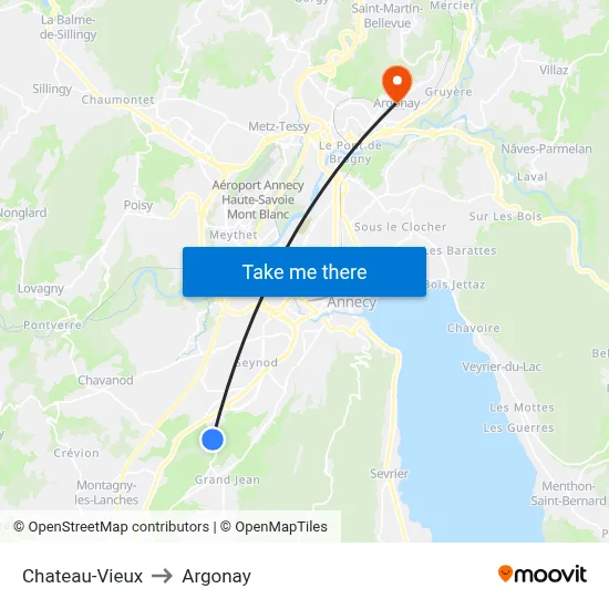 Chateau-Vieux to Argonay map