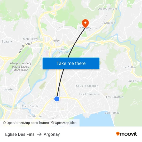 Eglise Des Fins to Argonay map