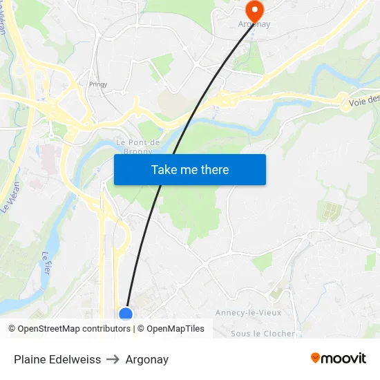 Plaine Edelweiss to Argonay map