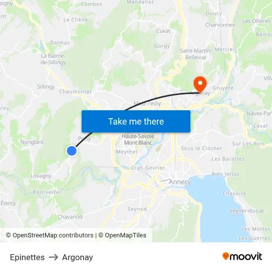 Epinettes to Argonay map