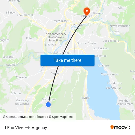 L'Eau Vive to Argonay map